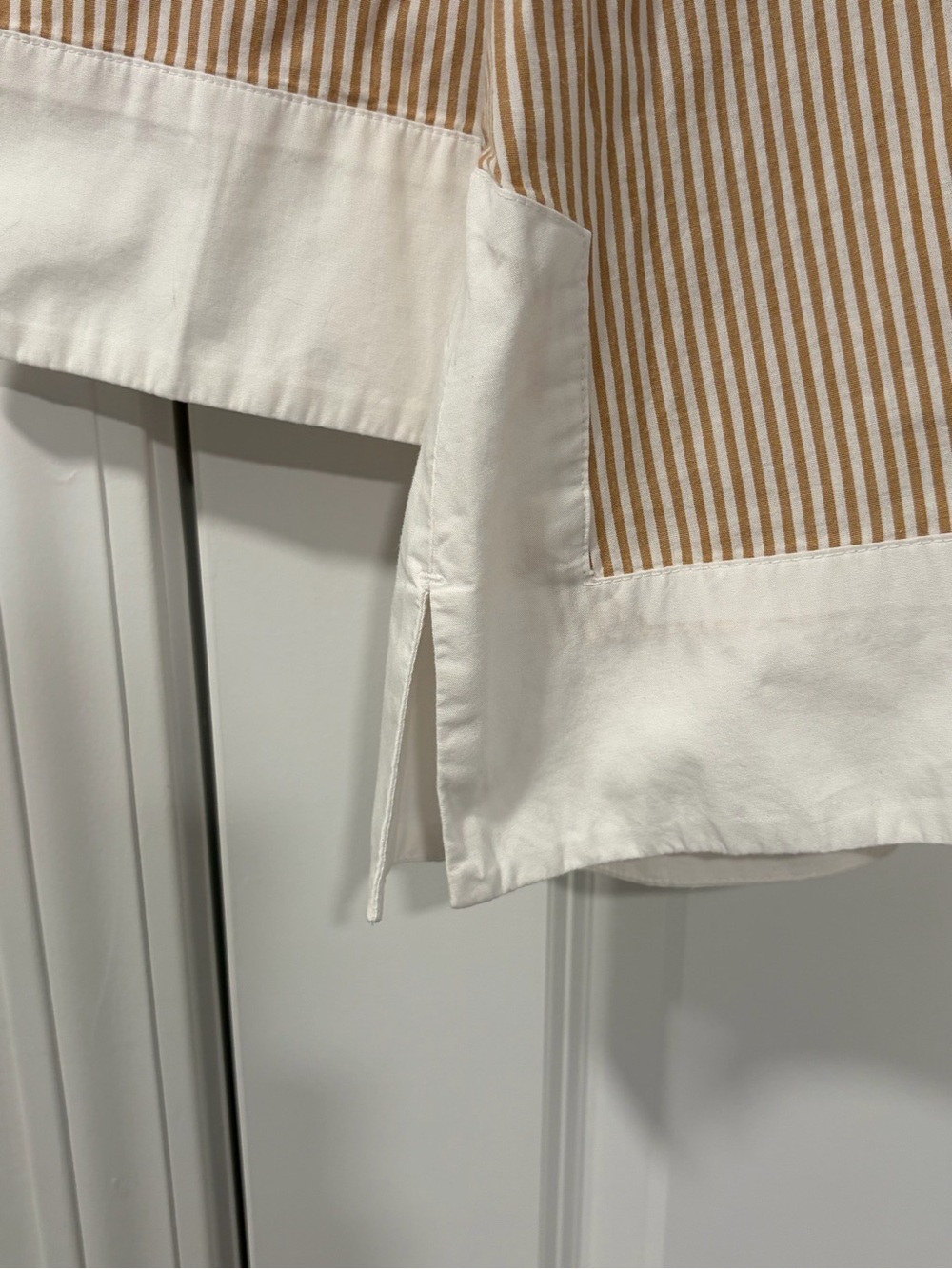 3/$20 crown & ivy Tan and White Striped Collared Shirt (NWT) - Picture 3 of 5